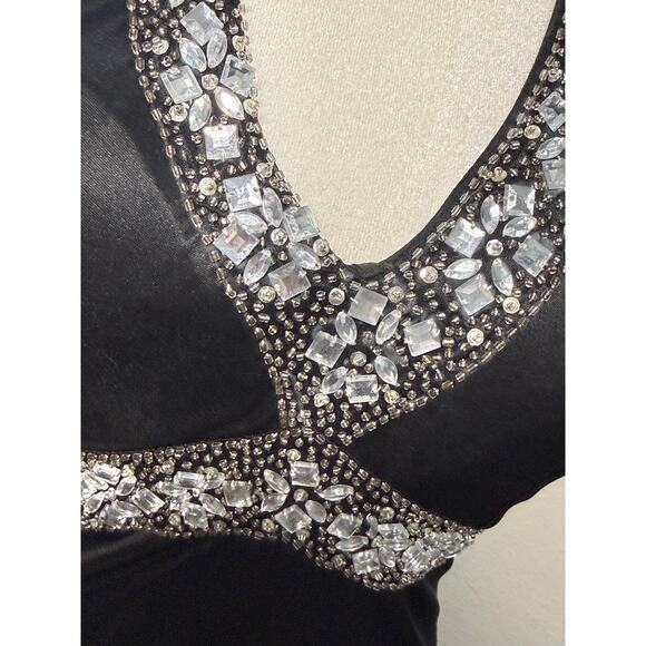 Vintage 90s Y2K Charlotte Russe‎ Long Maxi Dress Halter Whimsygoth Prom Black M - Picture 5 of 13